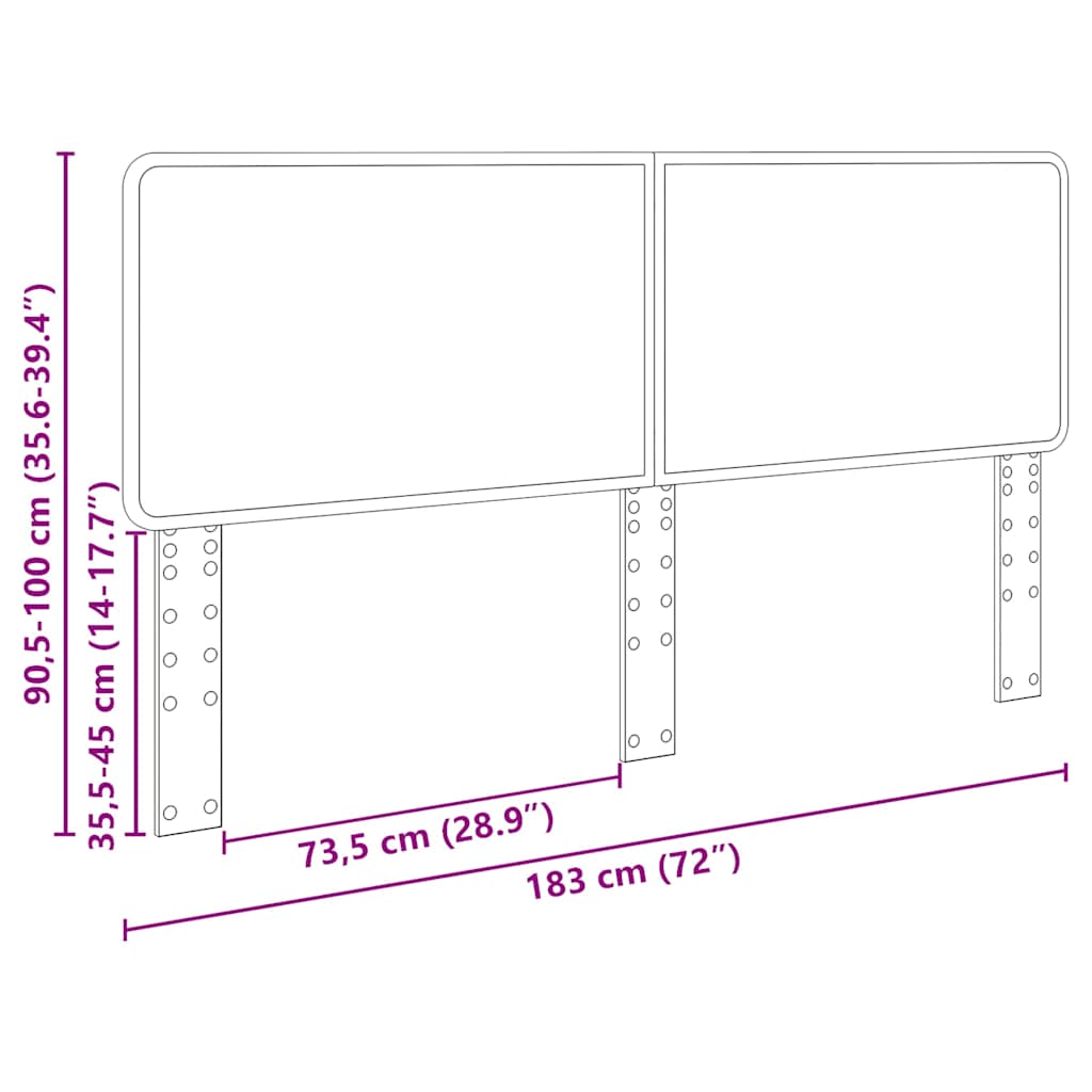 Hoofdbord met hoofdeinde Zwart Eiken 180 cm Bewerkt hout