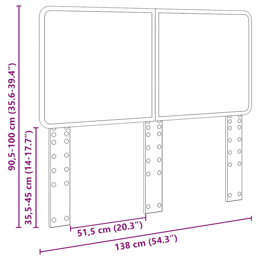 Hoofdbord met hoofdeinde Zwart Eiken 135 cm Bewerkt hout