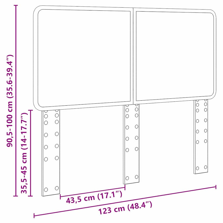 Hoofdbord met hoofdeinde Zwart Eiken 120 cm Bewerkt hout