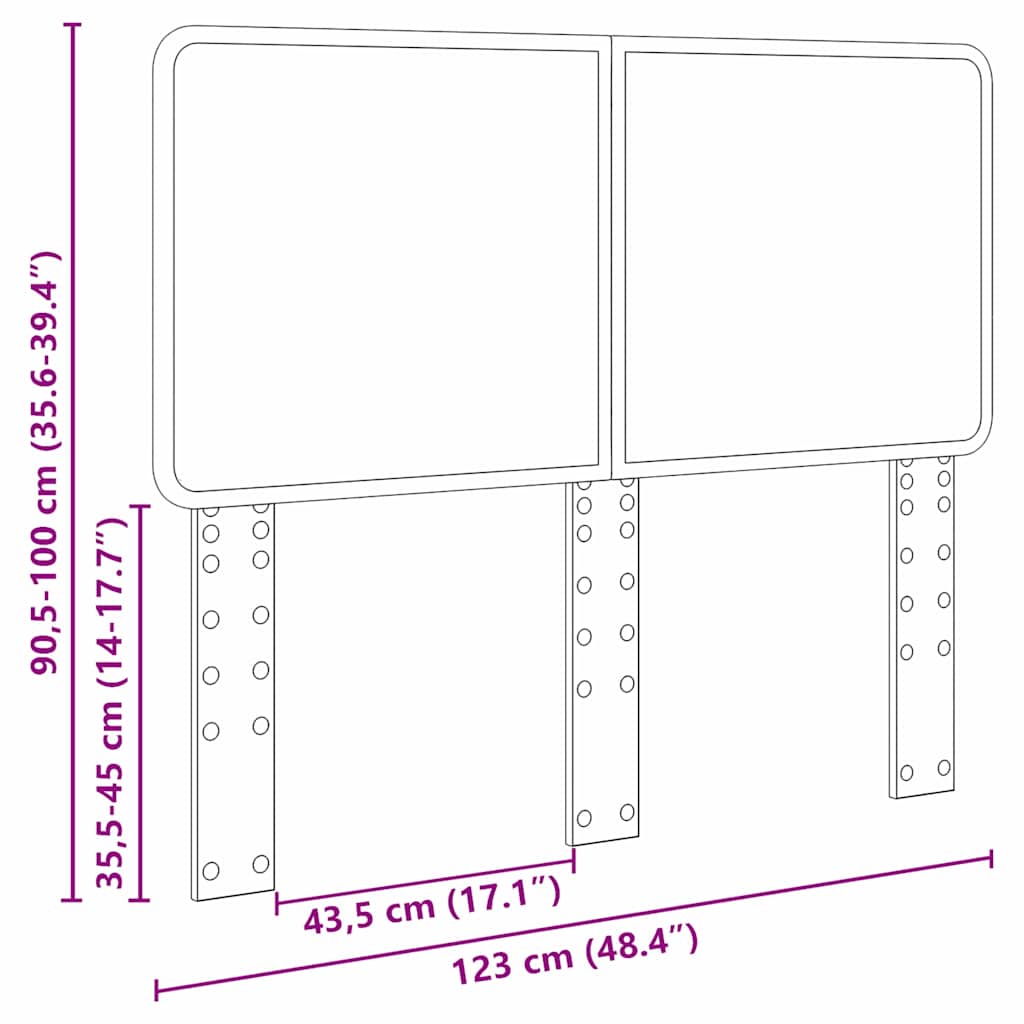 Hoofdbord met hoofdeinde Gerookt eiken 120 cm Bewerkt hout