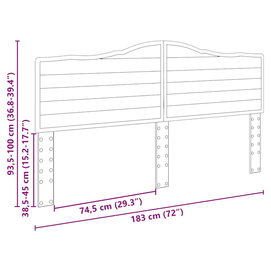Hoofdbord met hoofdeinde Beton Grijs 180 cm Bewerkt hout