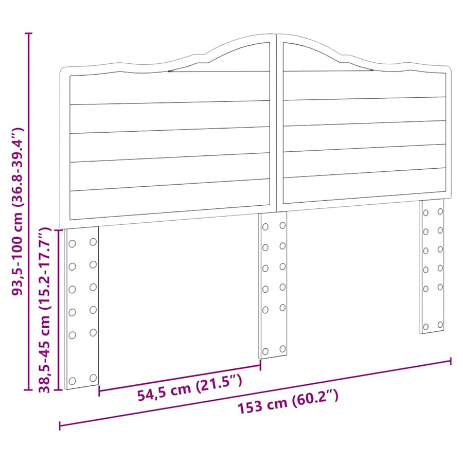 Hoofdbord met hoofdeinde Beton Grijs 150 cm Bewerkt hout