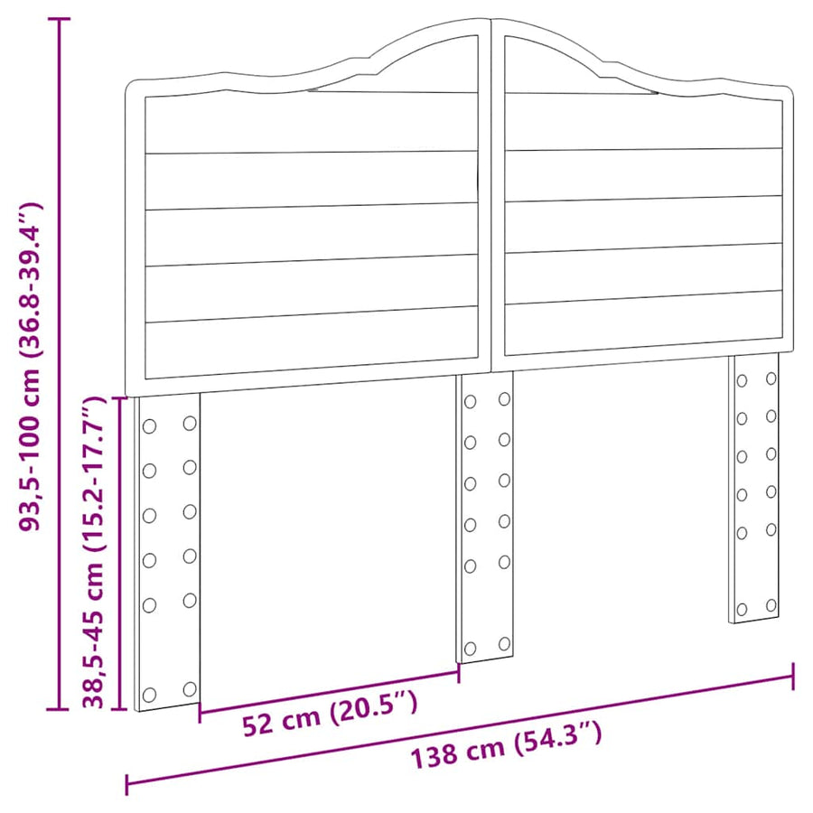 Hoofdbord met hoofdeinde Beton Grijs 135 cm Bewerkt hout