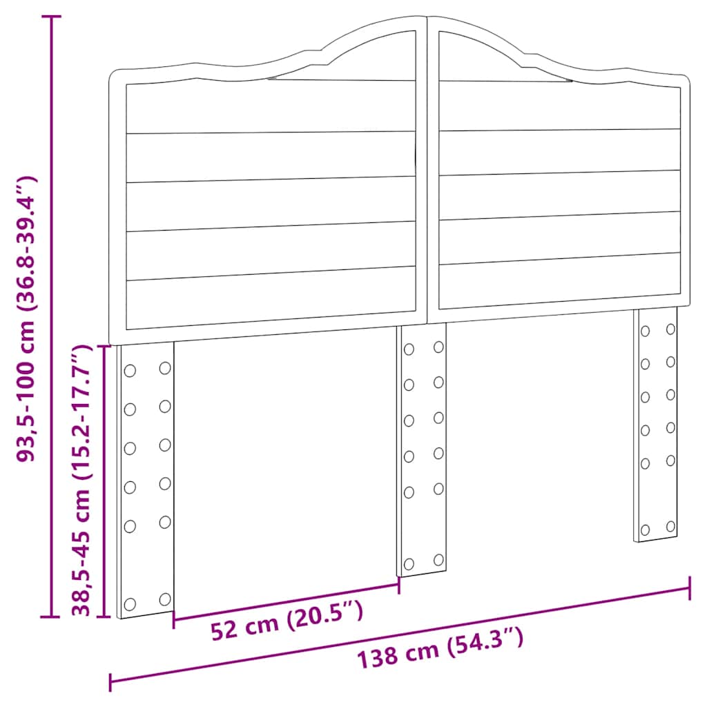 Hoofdbord met hoofdeinde Artisan Eiken 135 cm Bewerkt hout