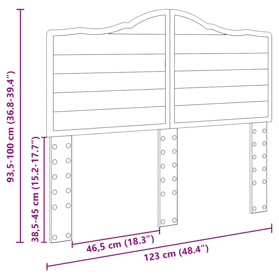 Hoofdbord met hoofdeinde Beton Grijs 120 cm Bewerkt hout