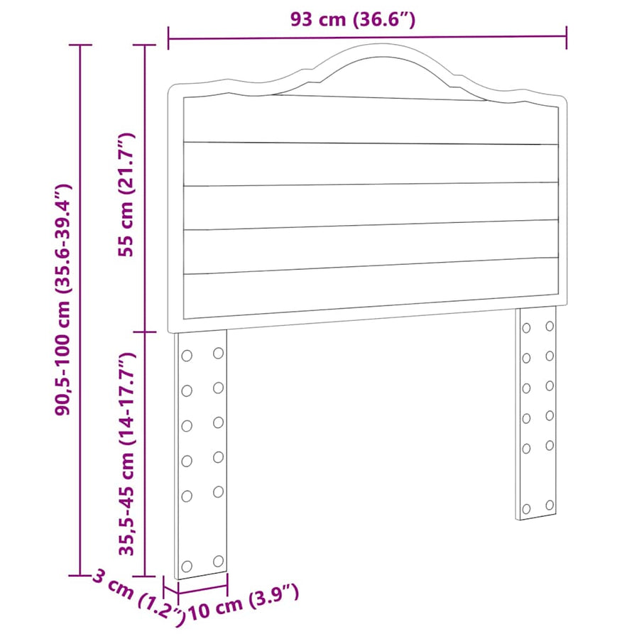 Hoofdbord met hoofdeinde Beton Grijs 90 cm Bewerkt hout