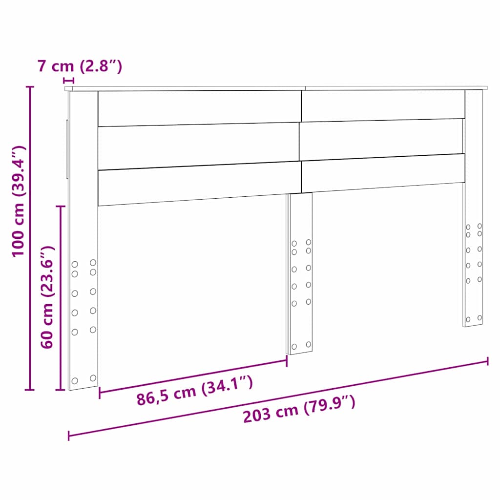 Hoofdbord met hoofdeinde Beton Grijs 200 cm Bewerkt hout