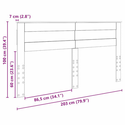 Hoofdbord met hoofdeinde Beton Grijs 200 cm Bewerkt hout