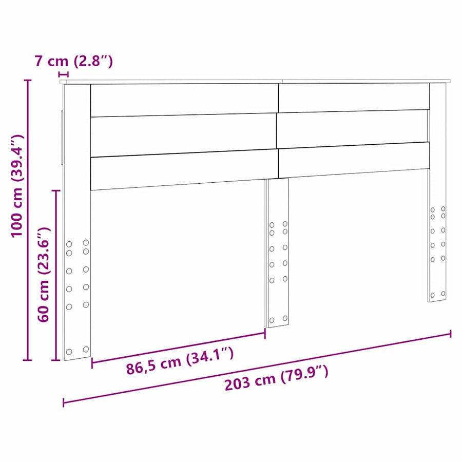 Hoofdbord met hoofdeinde Beton Grijs 200 cm Bewerkt hout