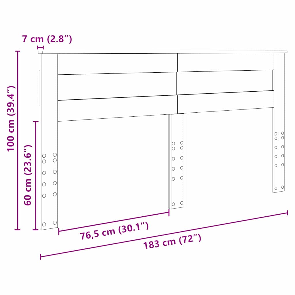Hoofdbord met hoofdeinde Sonoma Eiken 180 cm Bewerkt hout