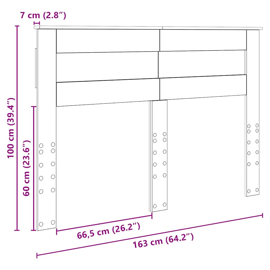 Hoofdbord met hoofdeinde Beton Grijs 160 cm Bewerkt hout