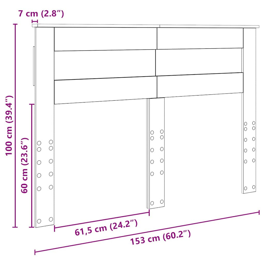 Hoofdbord met hoofdeinde Beton Grijs 150 cm Bewerkt hout
