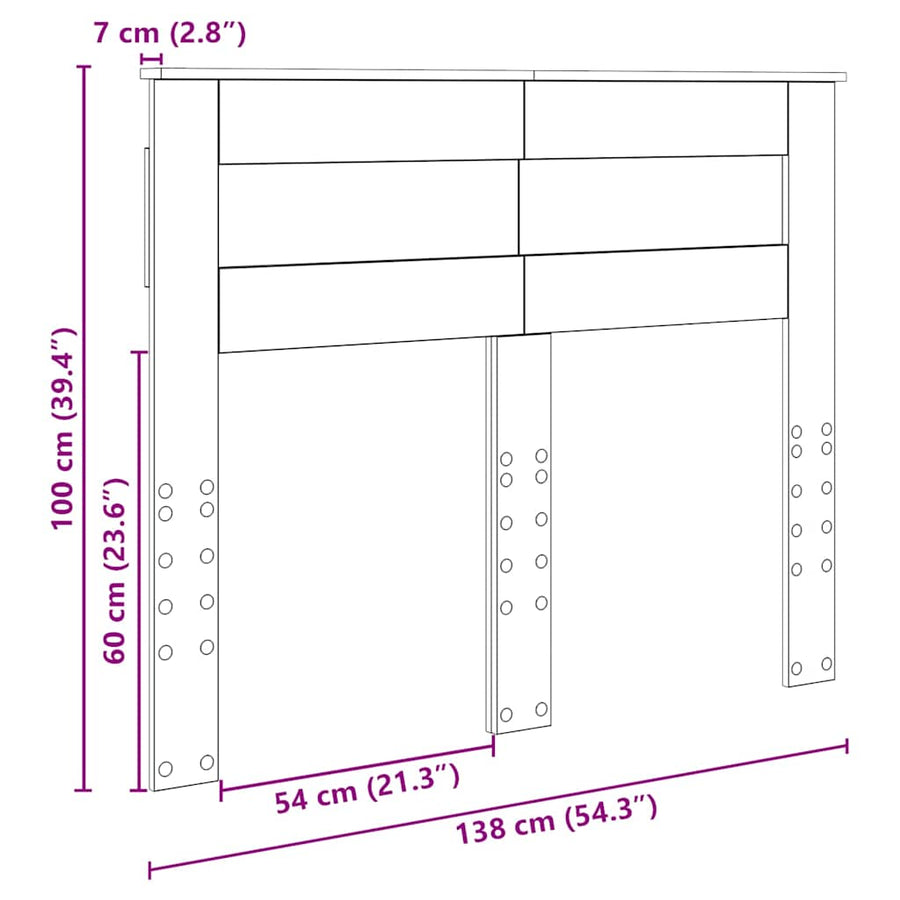 Hoofdbord met hoofdeinde Beton Grijs 135 cm Bewerkt hout