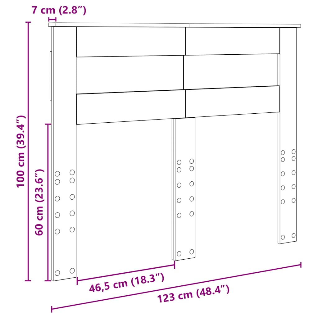 Hoofdbord met hoofdeinde Beton Grijs 120 cm Bewerkt hout