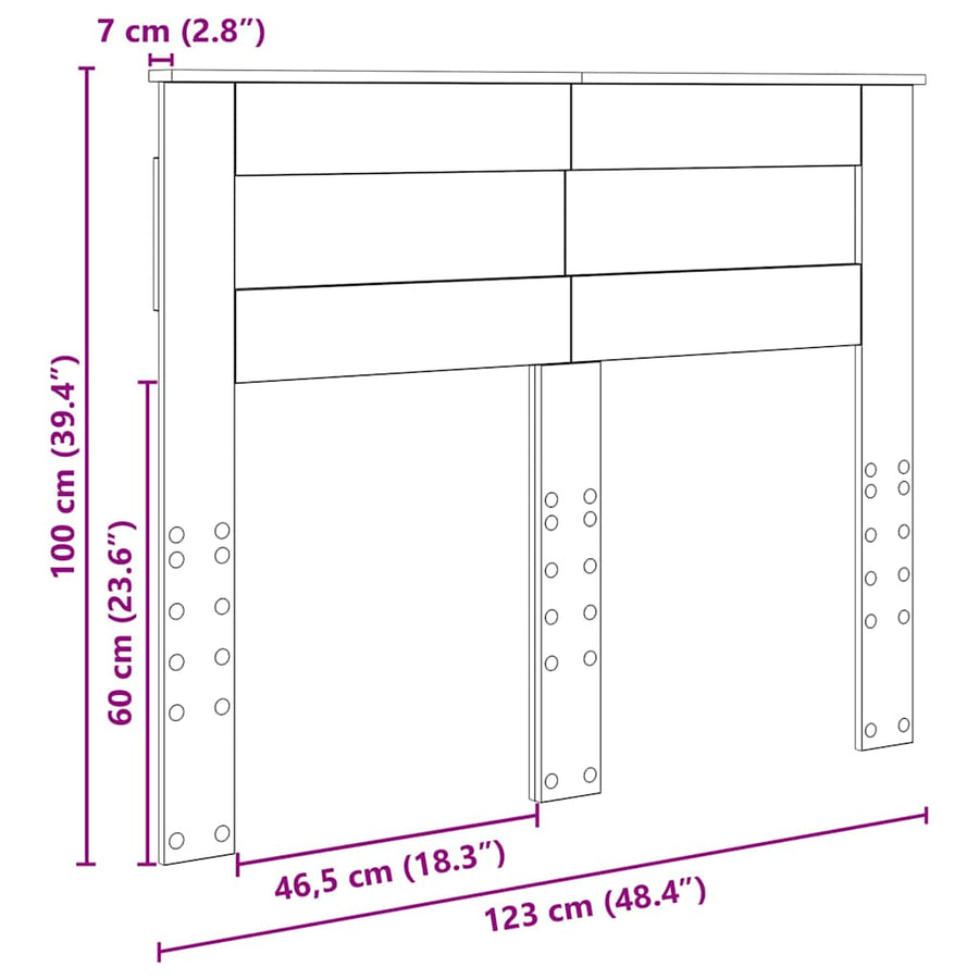 Hoofdbord met hoofdeinde Beton Grijs 120 cm Bewerkt hout