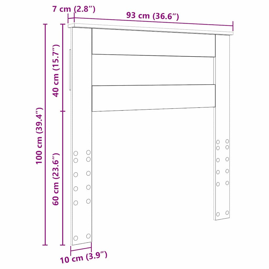Hoofdbord met hoofdeinde Beton Grijs 90 cm Bewerkt hout