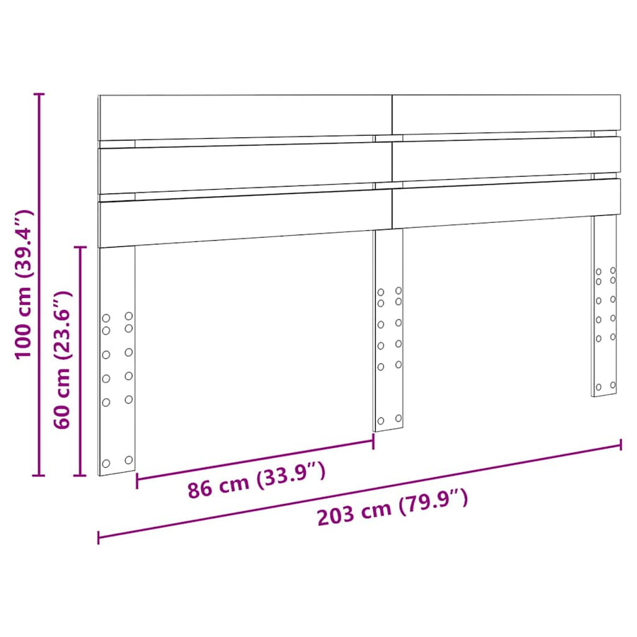 Hoofdbord met hoofdeinde Beton Grijs 200 cm Bewerkt hout