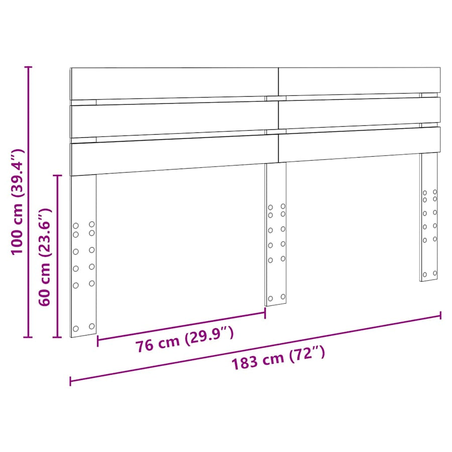 Hoofdbord met hoofdeinde Beton Grijs 180 cm Bewerkt hout