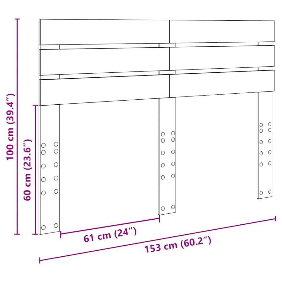 Hoofdbord met hoofdeinde Beton Grijs 150 cm Bewerkt hout