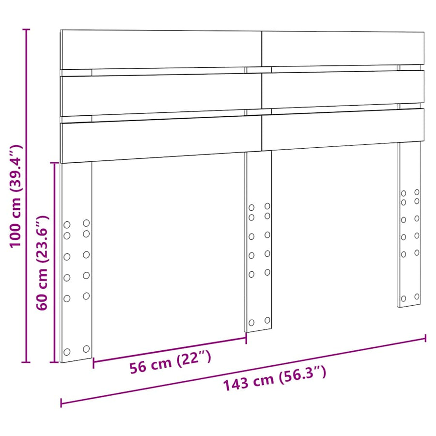 Hoofdbord met hoofdeinde Beton Grijs 140 cm Bewerkt hout
