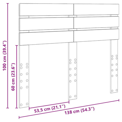 Hoofdbord met hoofdeinde Grijs Sonoma 135 cm Bewerkt hout