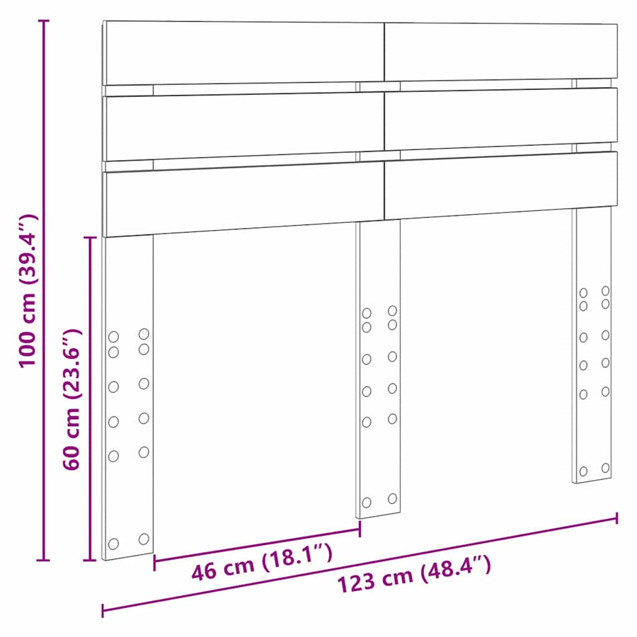Hoofdbord met hoofdeinde Grijs Sonoma 120 cm Bewerkt hout