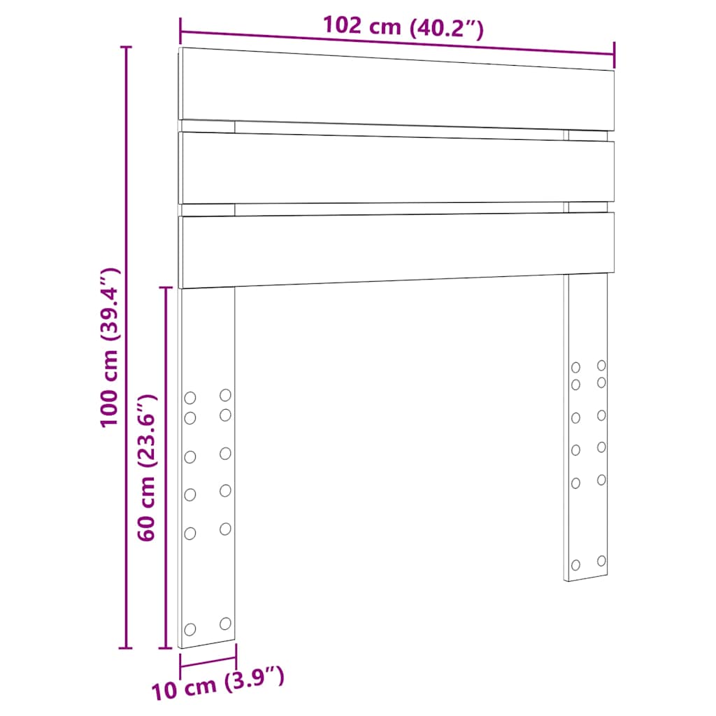 Hoofdbord met hoofdeinde Wit 100 cm Bewerkt hout