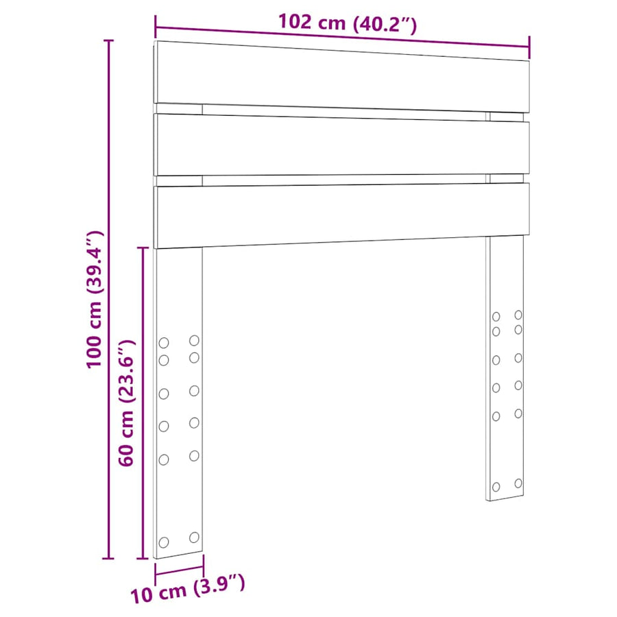 Hoofdbord met hoofdeinde Grijs Sonoma 100 cm Bewerkt hout