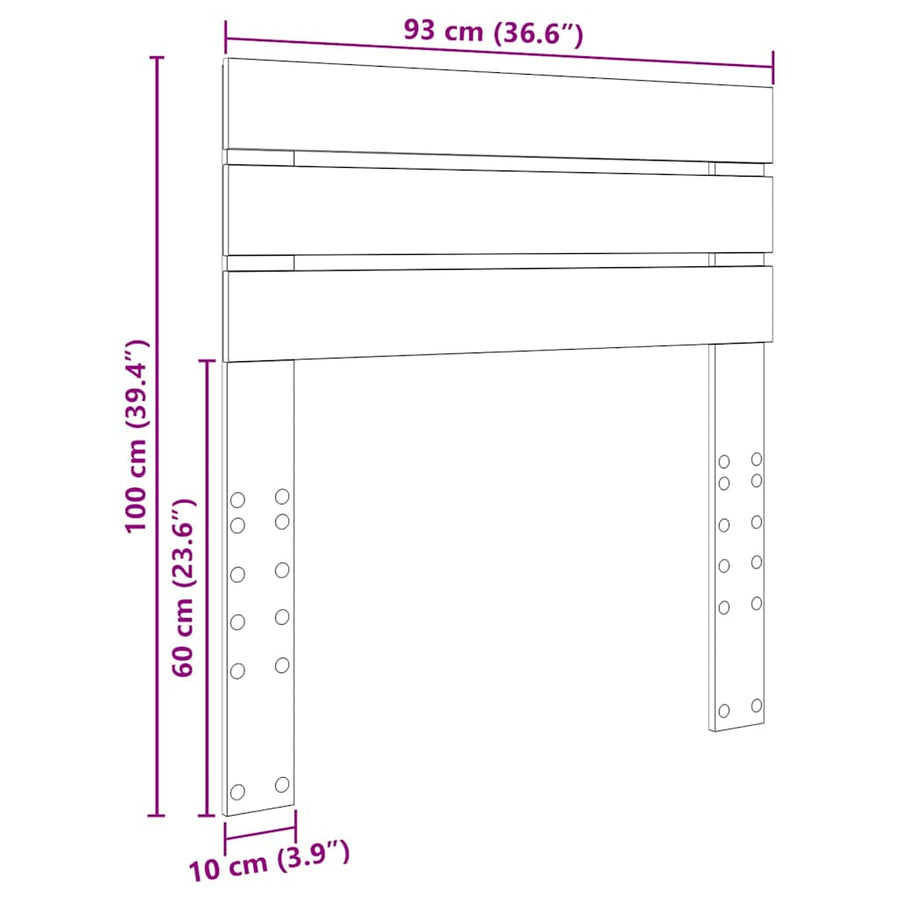 Hoofdbord met hoofdeinde Beton Grijs 90 cm Bewerkt hout