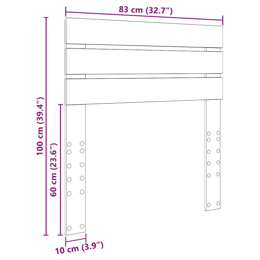Hoofdbord met hoofdeinde Beton Grijs 80 cm Bewerkt hout