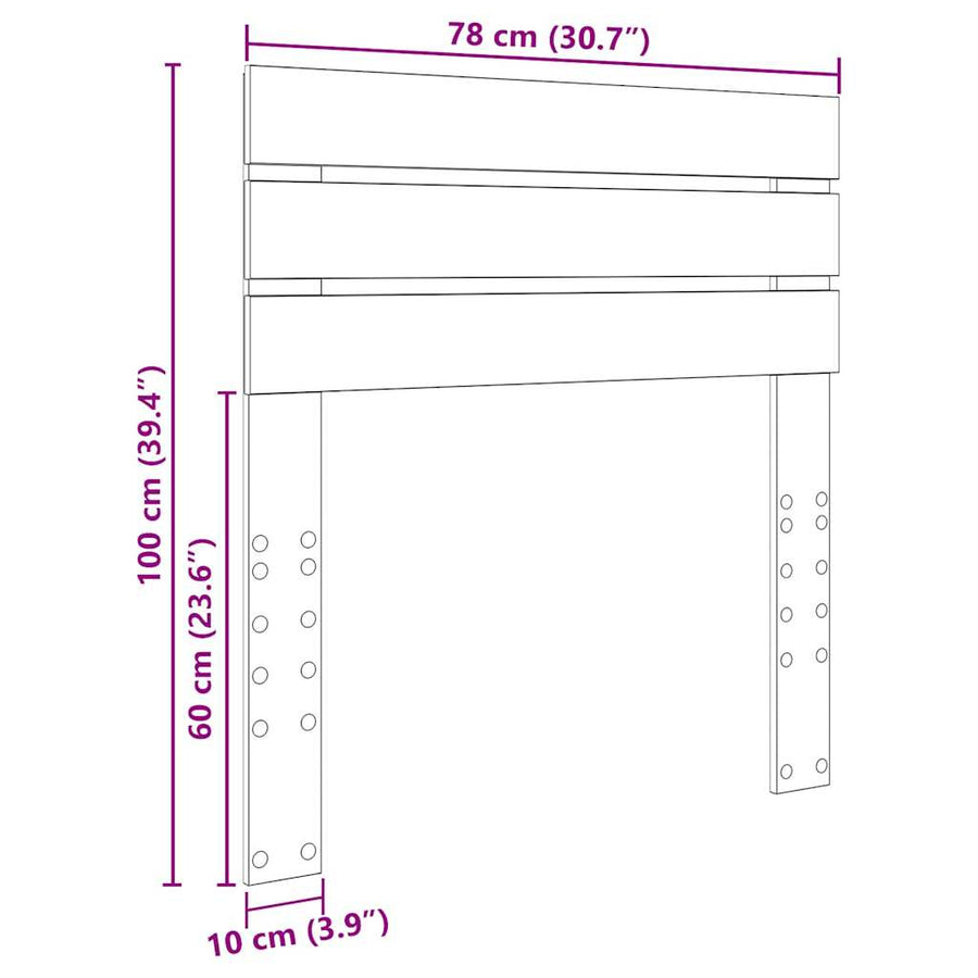Hoofdbord met hoofdeinde Artisan Eiken 75 cm Bewerkt hout