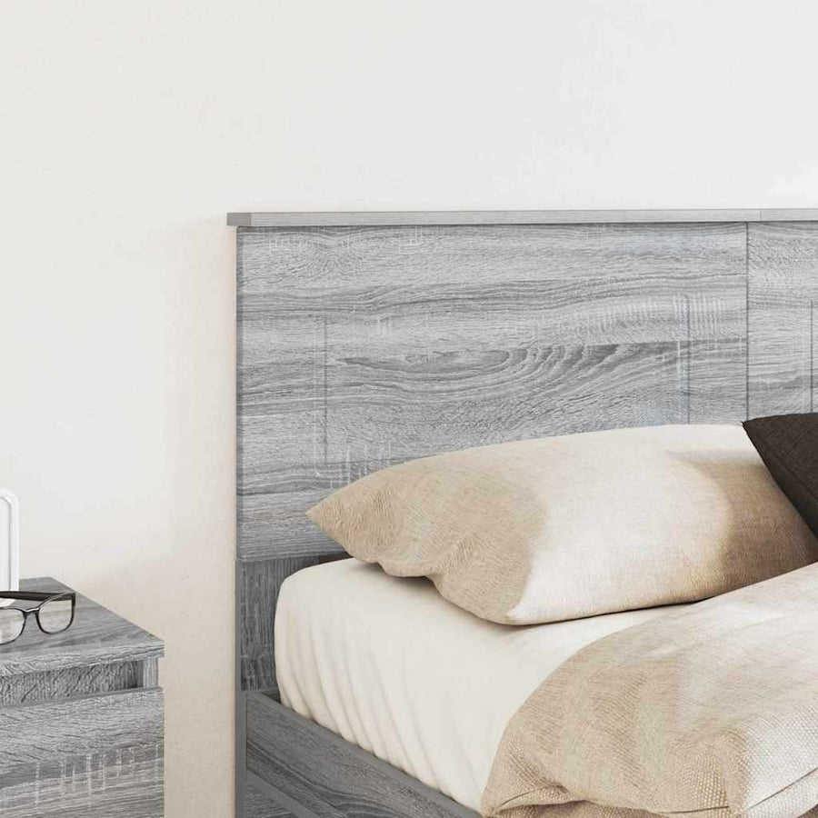 Hoofdbord met hoofdeinde Grijs Sonoma 160 cm Bewerkt hout