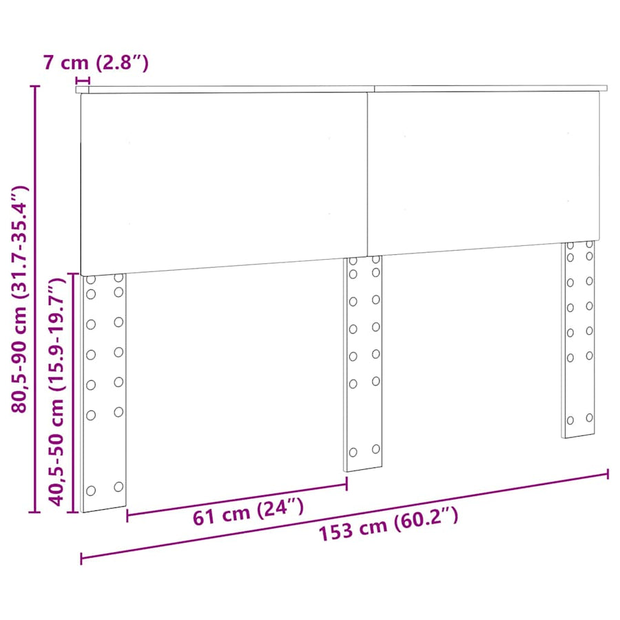 Hoofdbord met hoofdeinde Beton Grijs 150 cm Bewerkt hout