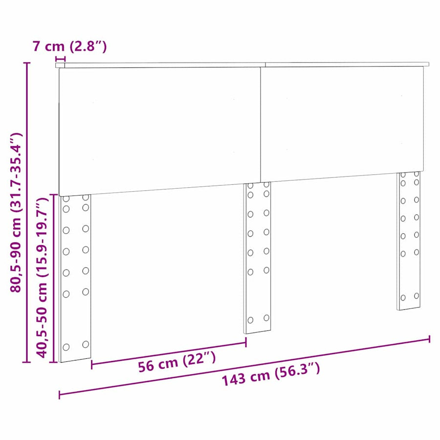 Hoofdbord met hoofdeinde Beton Grijs 140 cm Bewerkt hout