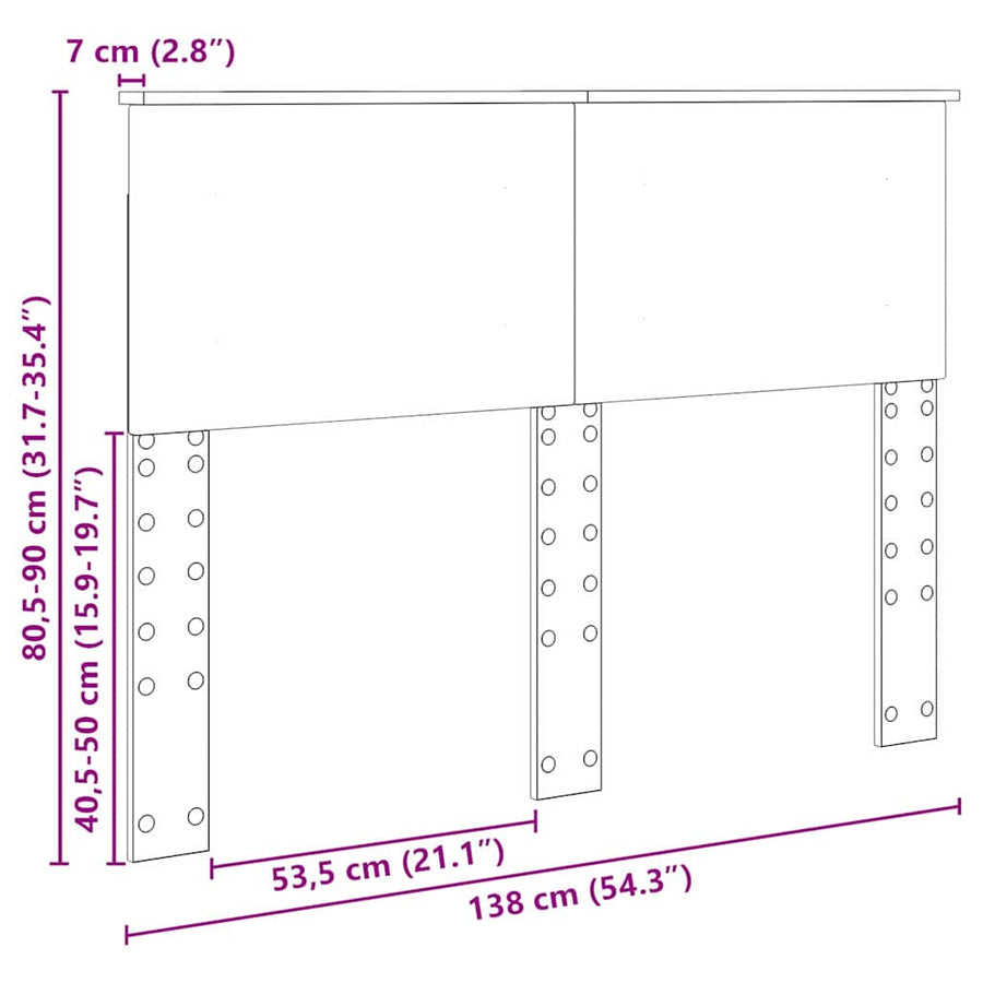 Hoofdbord met hoofdeinde Beton Grijs 135 cm Bewerkt hout