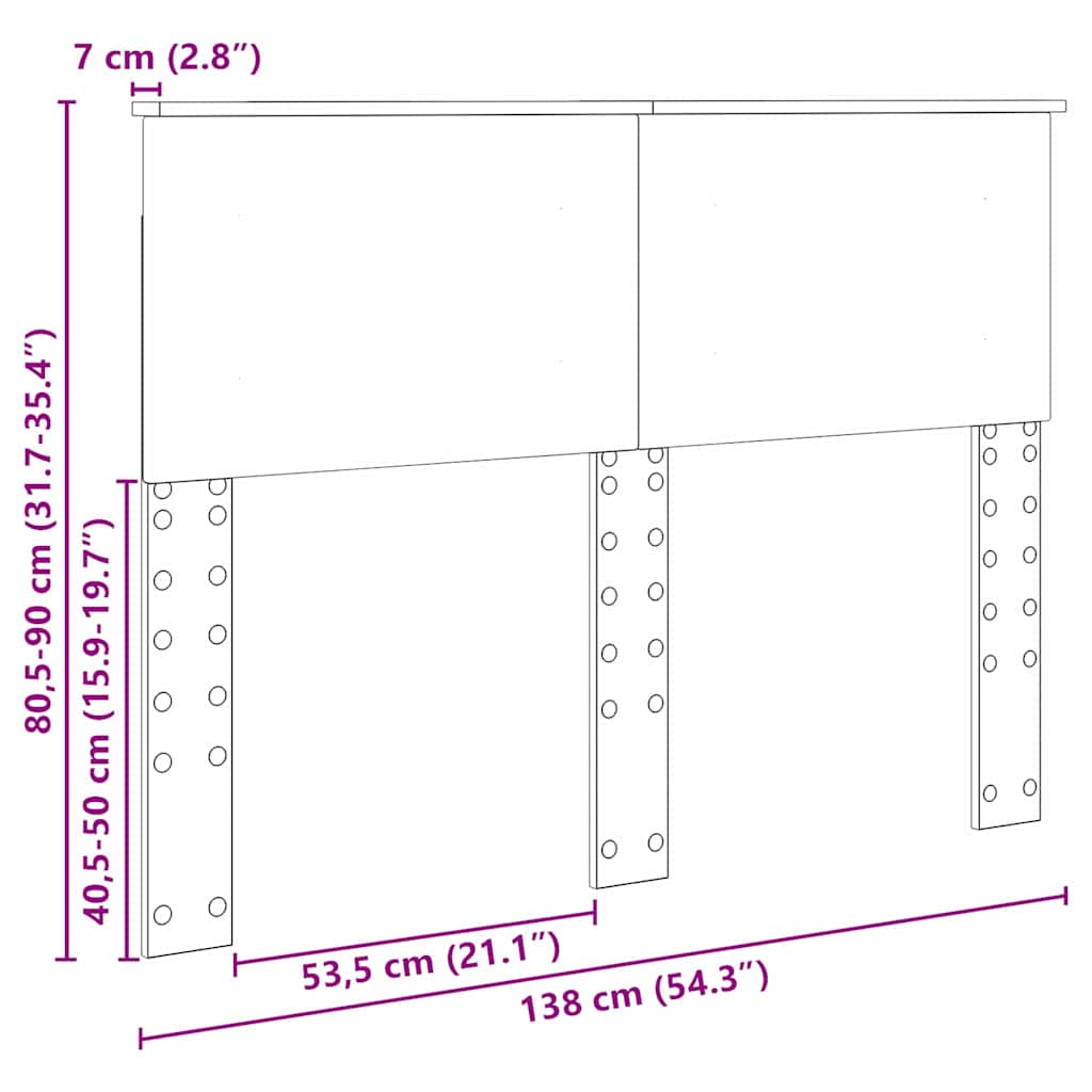 Hoofdbord met hoofdeinde Grijs Sonoma 135 cm Bewerkt hout