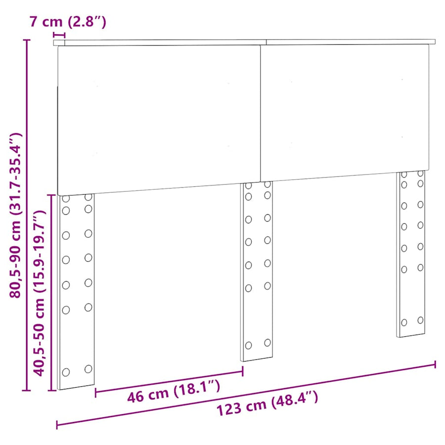 Hoofdbord met hoofdeinde Beton Grijs 120 cm Bewerkt hout