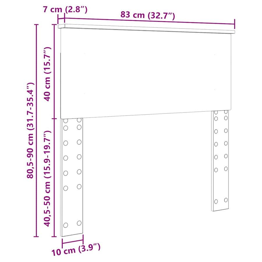 Hoofdbord met hoofdeinde Grijs Sonoma 80 cm Bewerkt hout