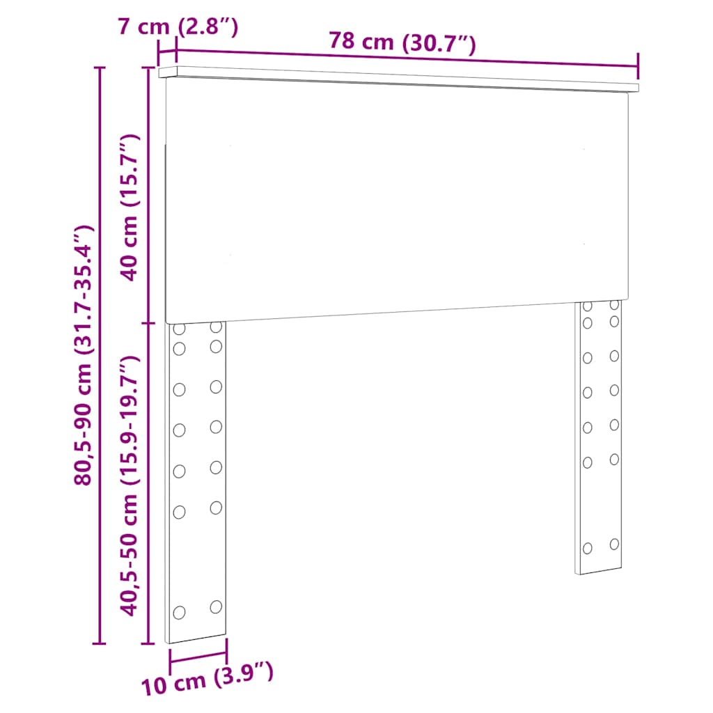 Hoofdbord met hoofdeinde Beton Grijs 75 cm Bewerkt hout