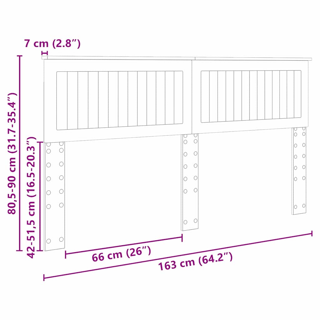 Hoofdbord met hoofdeinde Grijs Sonoma 160 cm Bewerkt hout