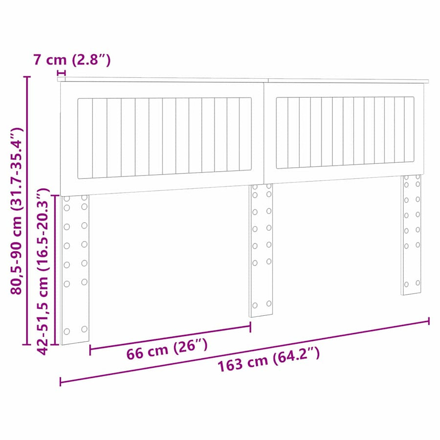 Hoofdbord met hoofdeinde Grijs Sonoma 160 cm Bewerkt hout