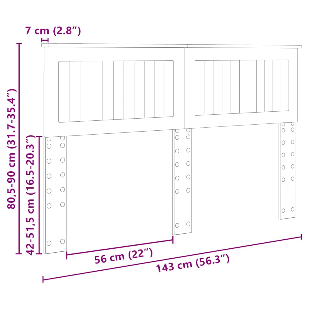 Hoofdbord met hoofdeinde Grijs Sonoma 140 cm Bewerkt hout