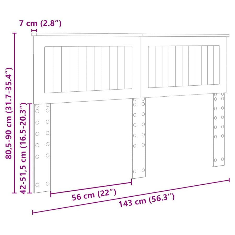 Hoofdbord met hoofdeinde Artisan Eiken 140 cm Bewerkt hout