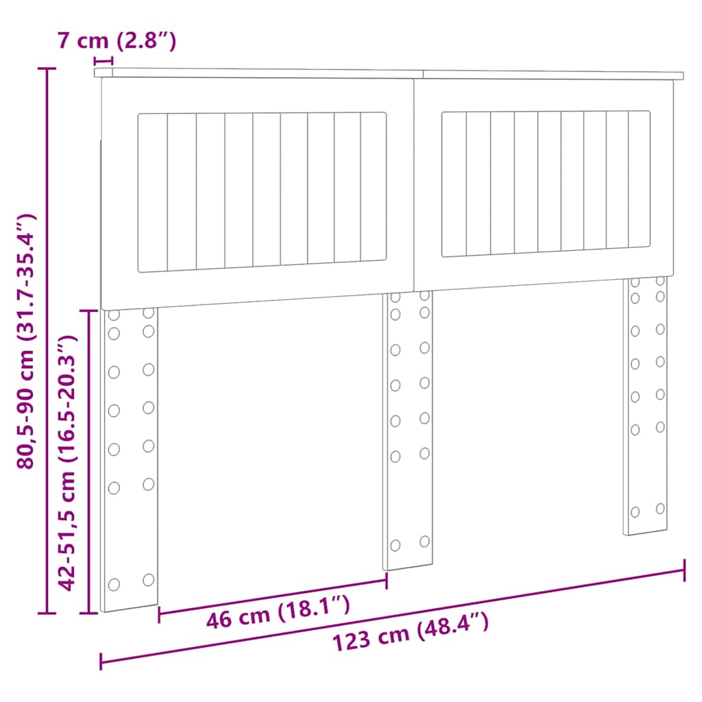 Hoofdbord met hoofdeinde Grijs Sonoma 120 cm Bewerkt hout