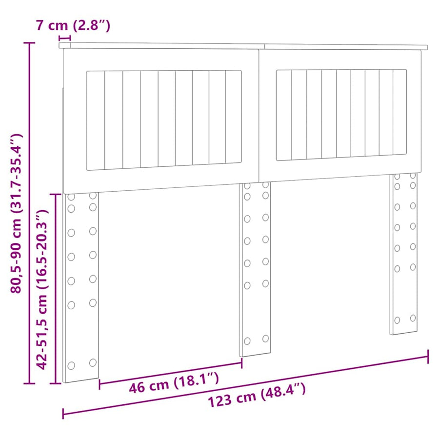 Hoofdbord met hoofdeinde Grijs Sonoma 120 cm Bewerkt hout