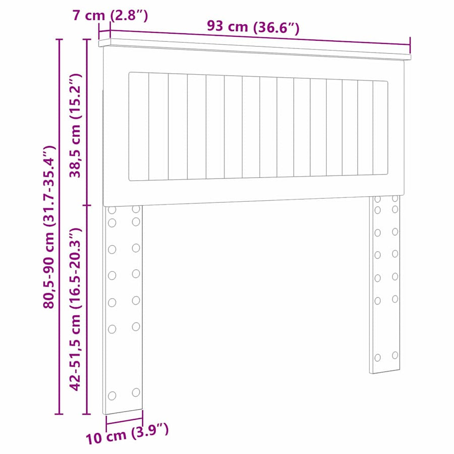 Hoofdbord met hoofdeinde Beton Grijs 90 cm Bewerkt hout