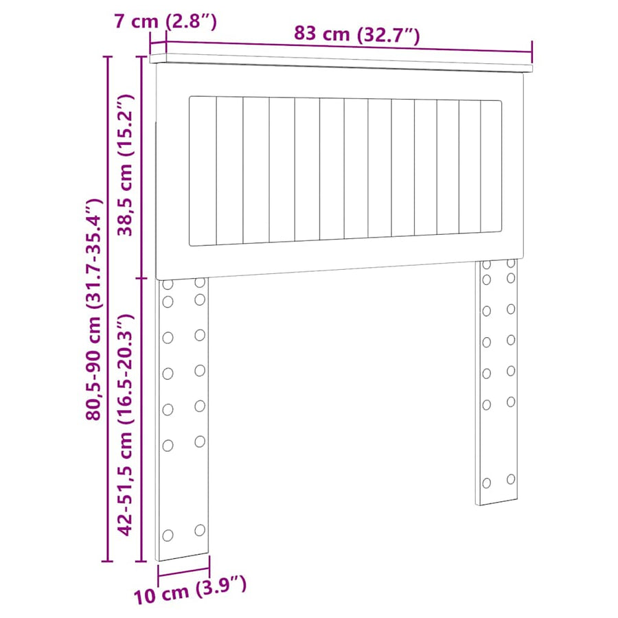 Hoofdbord met hoofdeinde Sonoma Eiken 80 cm Bewerkt hout