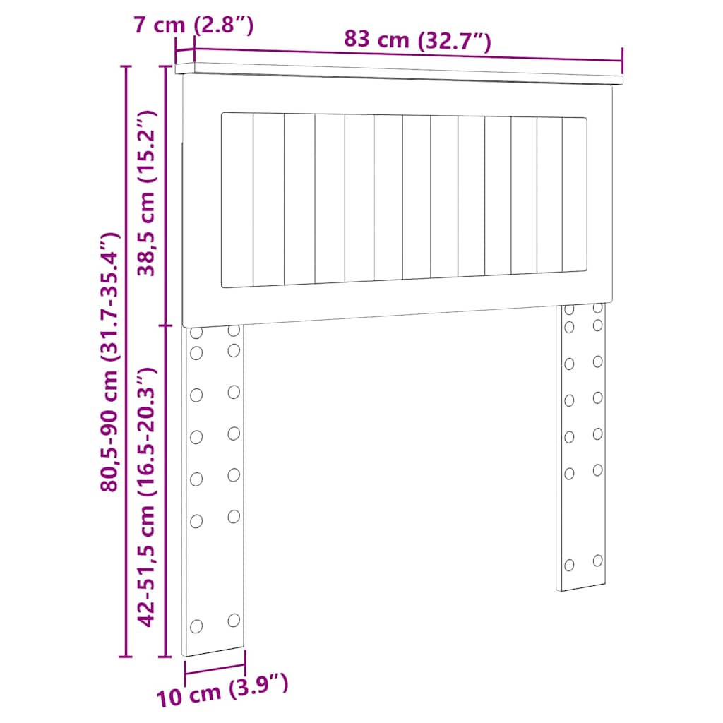 Hoofdbord met hoofdeinde Beton Grijs 80 cm Bewerkt hout