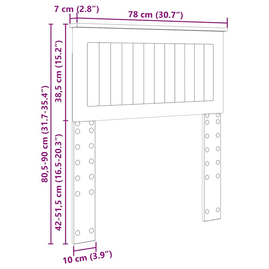 Hoofdbord met hoofdeinde Wit 75 cm Bewerkt hout