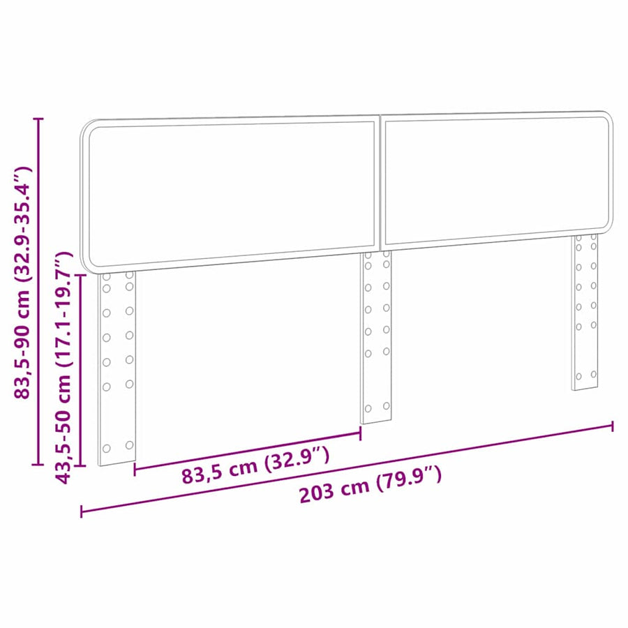Hoofdbord met hoofdeinde Zwart Eiken 200 cm Bewerkt hout